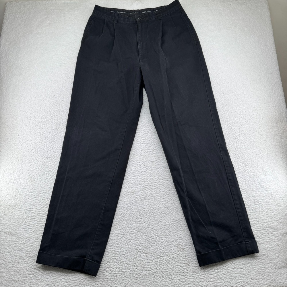 Vintage 90s Polo Ralph Lauren Hammond Chino Pants Mens 32x32 Black Pleats Cuffs